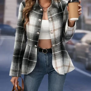 Waisted Jacket with Check | Elegant and Casual