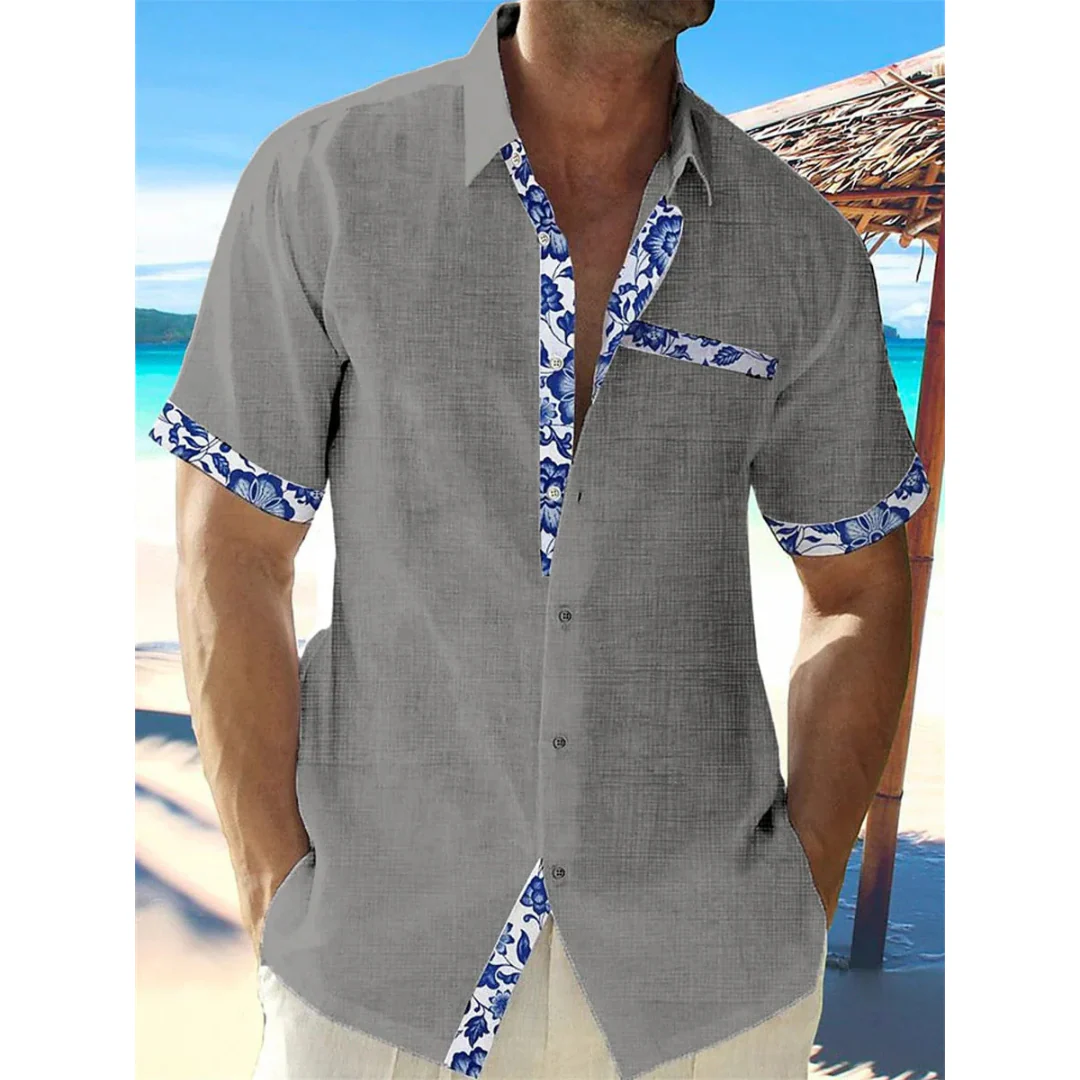 Chemise Bleue à Détails Floraux | Coton Léger | Style Estival Raffiné – Image 3