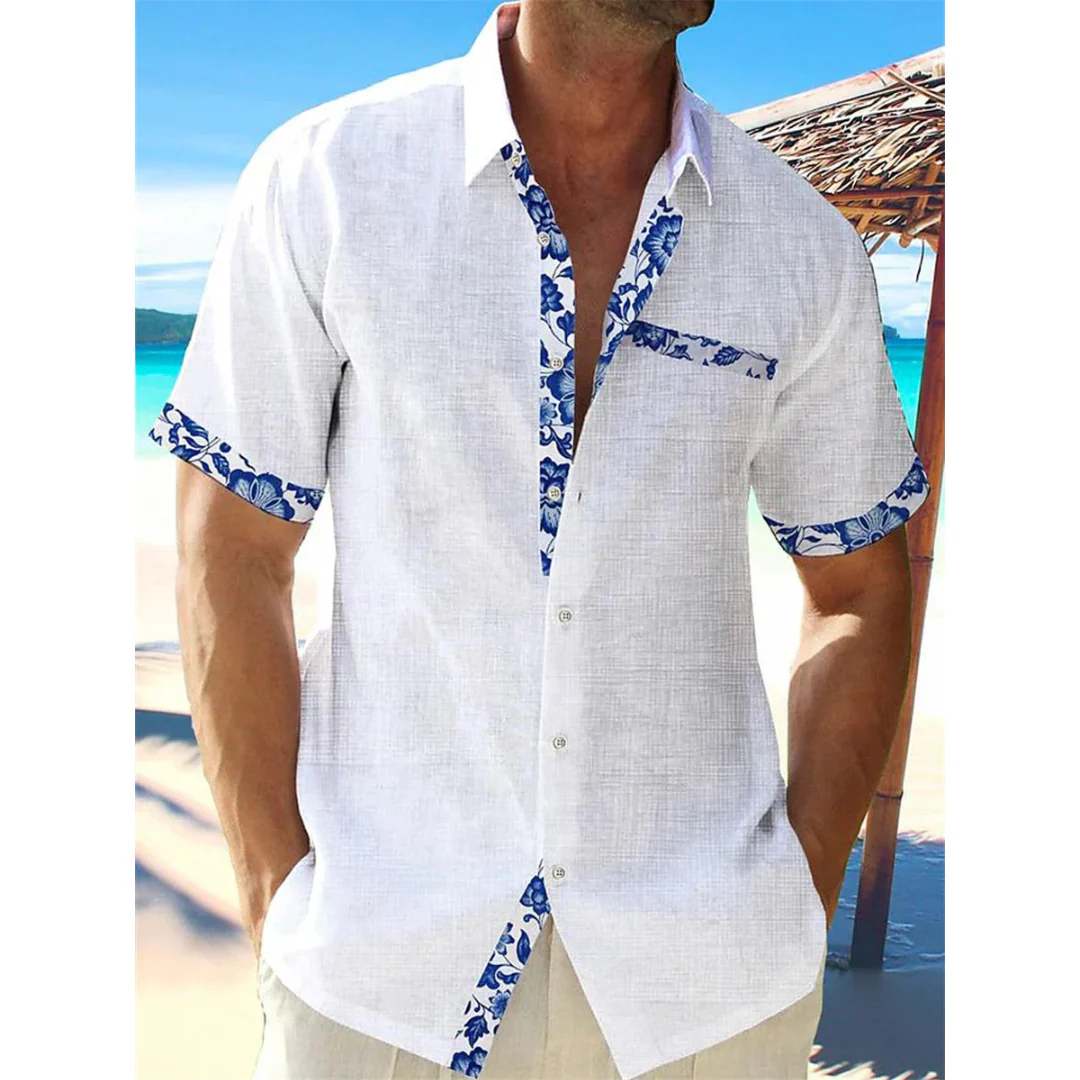 Chemise Bleue à Détails Floraux | Coton Léger | Style Estival Raffiné – Image 6