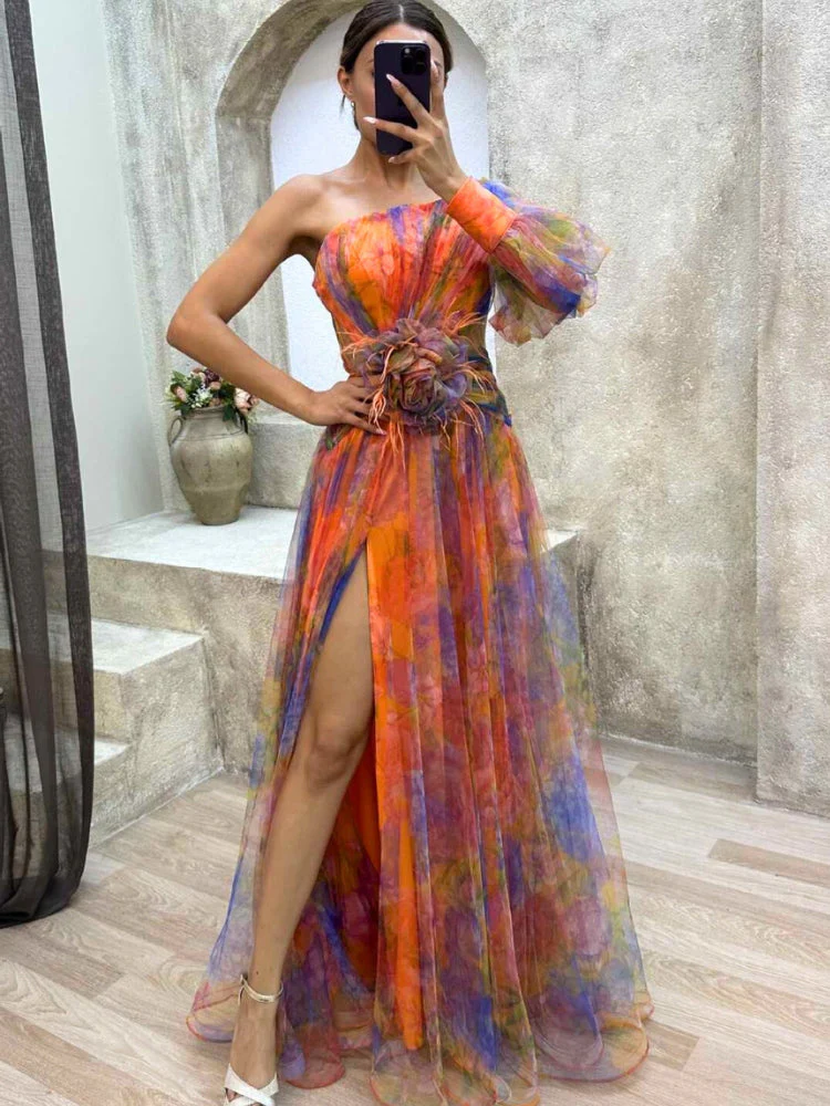 Amélie - Robe de Soirée Asymétrique | Élégance Florale | Flottante & Féminine – Image 4