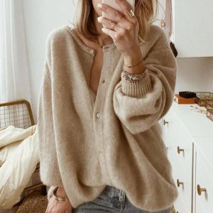 Cardigan Oversize Beige | Doux & Naturel | Boutonné et Confortable