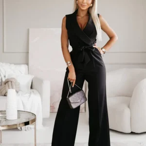 Black Suit Jumpsuit | Viscose | Elegant and Structured