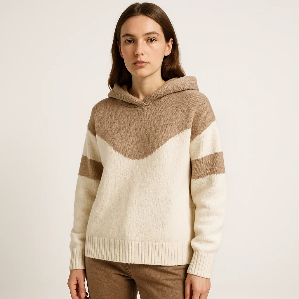 Hoodie Bicolore Femme | Maille Graphique et Confort Urbain – Image 5