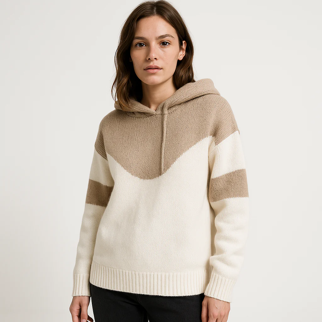 Hoodie Bicolore Femme | Maille Graphique et Confort Urbain – Image 6