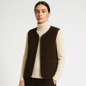 Gilet Sans Manches Sherpa | Marron Chocolat | Chaud, Douillet et Décontracté