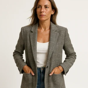 Blazer à Carreaux Gris | Coupe Classique | Style Intemporel & Polyvalent