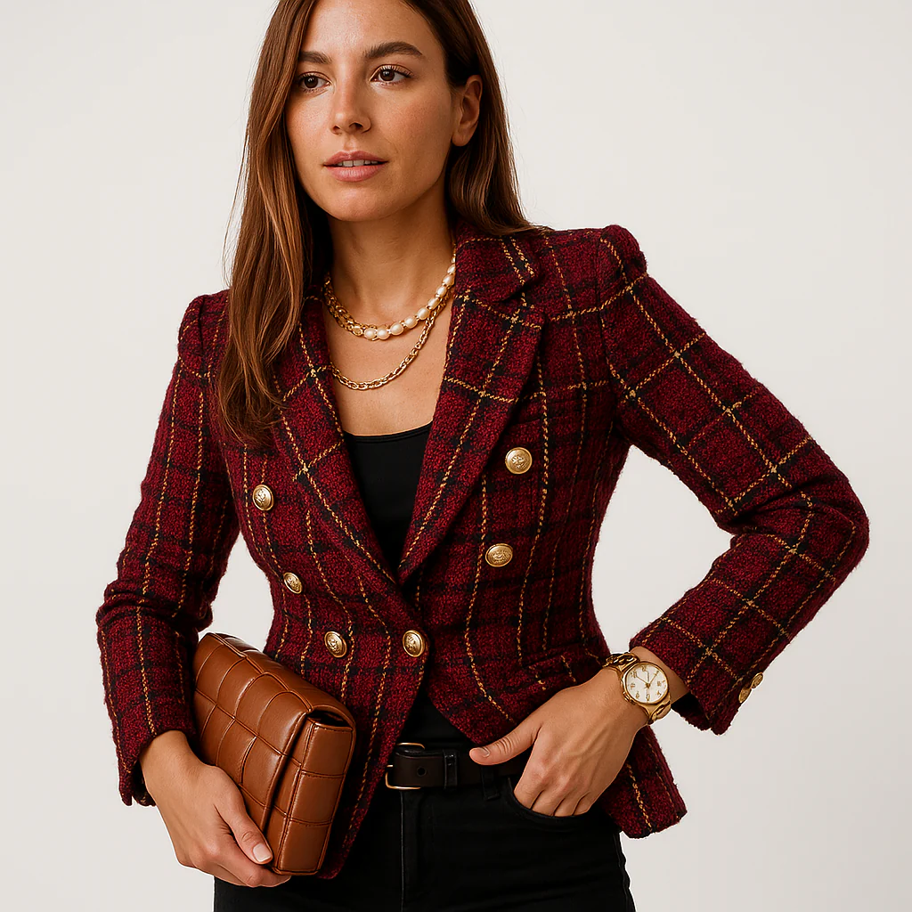 Blazer Tweed à Carreaux | Chic Structuré & Élégant – Image 7