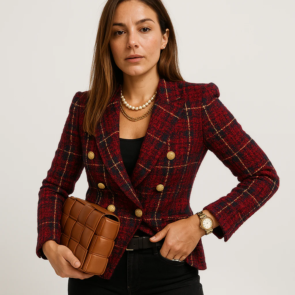 Blazer Tweed à Carreaux | Chic Structuré & Élégant – Image 8