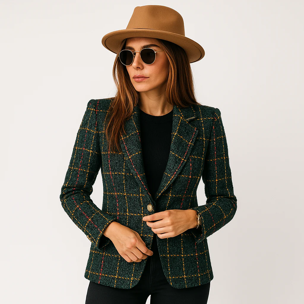 Blazer Tweed à Carreaux | Chic Structuré & Élégant – Image 4