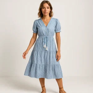 Robe Midi à Rayures | Fraîche & Féminine pour l'Été