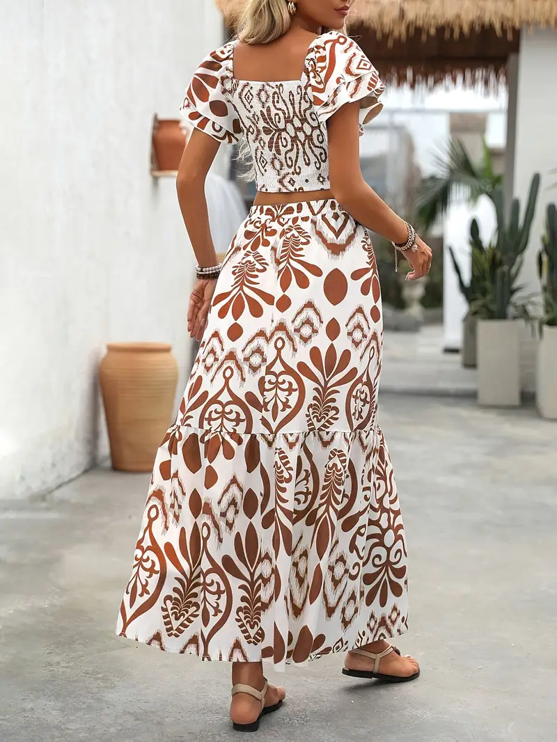 Bohemian Short Top and Long Skirt Set | Fresh and Elegant – Image 9