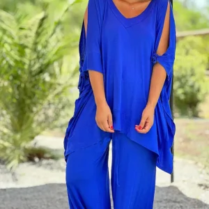Ensemble Oversize Bleu Cobalt | Fluide et Confortable | Détente avec Style