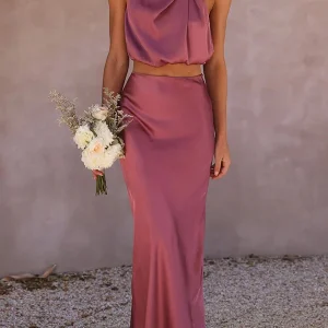 Set Satiné Col Drapé & Jupe Longue | Luxurious Minimalism