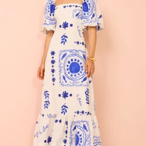 Robe Longue Imprimée Soleil | Coton | Bohème et Méditerranéenne