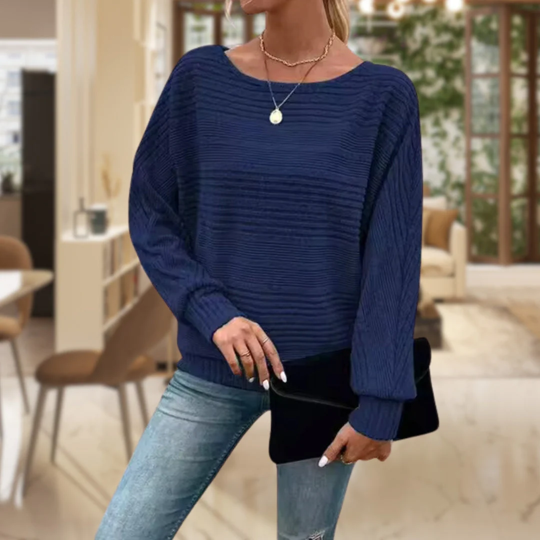 Pull Ample | Maille Douce | Col Bateau et Manches Longues – Image 3