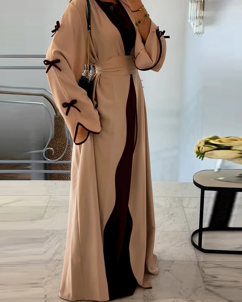 Robe Longue Abaya | Manches à Nœuds & Ceinture | 100% Coton – Image 8