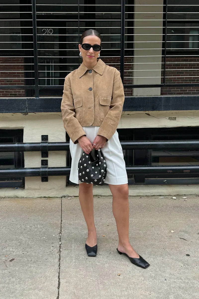 Veste Courte en Suédine | Beige Élégant | Minimalisme & Style Urbain – Image 5