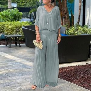 Ensemble Femme Fluide | Pantalon Palazzo & Haut Ample | Élégant & Confortable