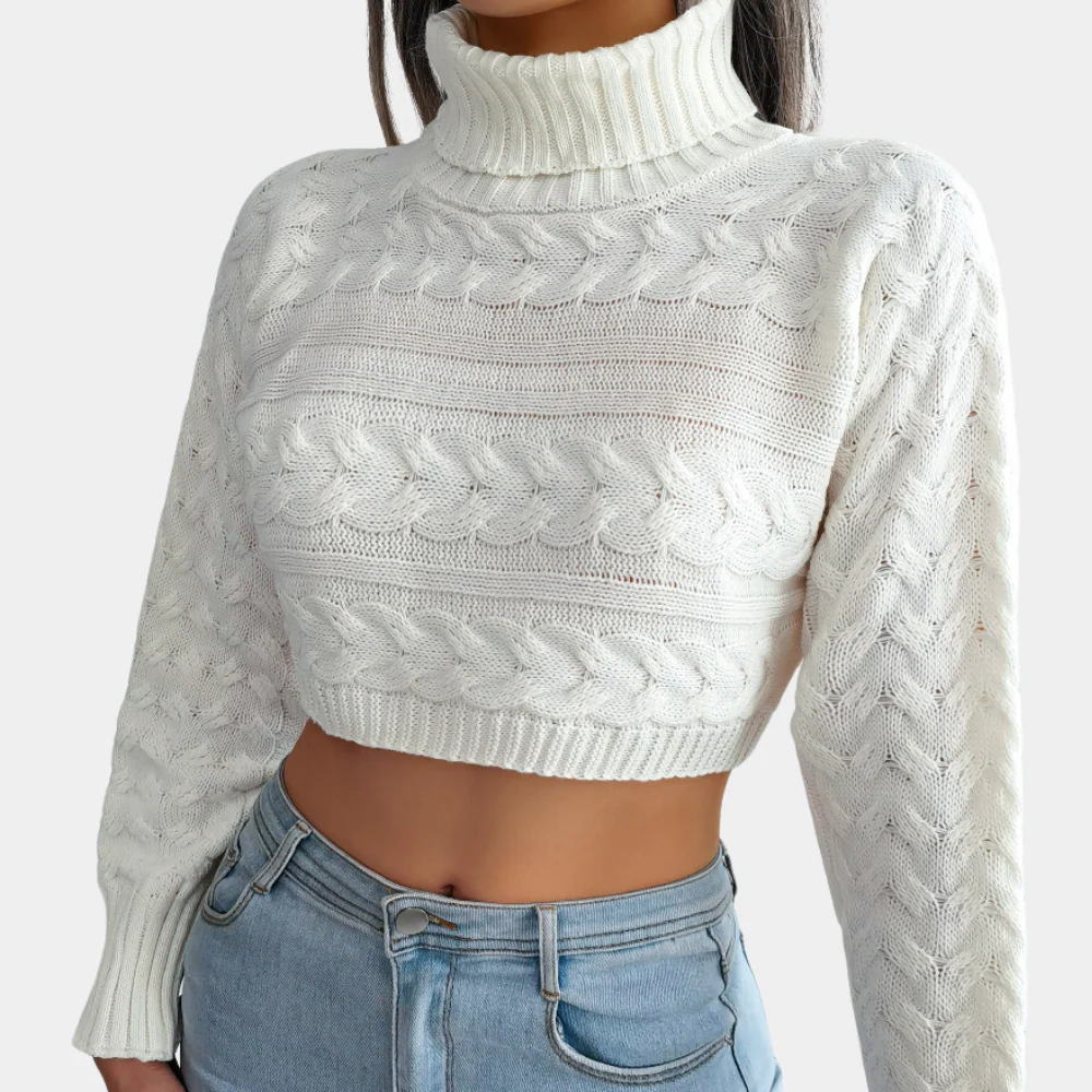 Cotton Short Twisted Sweater | Turtleneck, Warm and Modern – Image 4