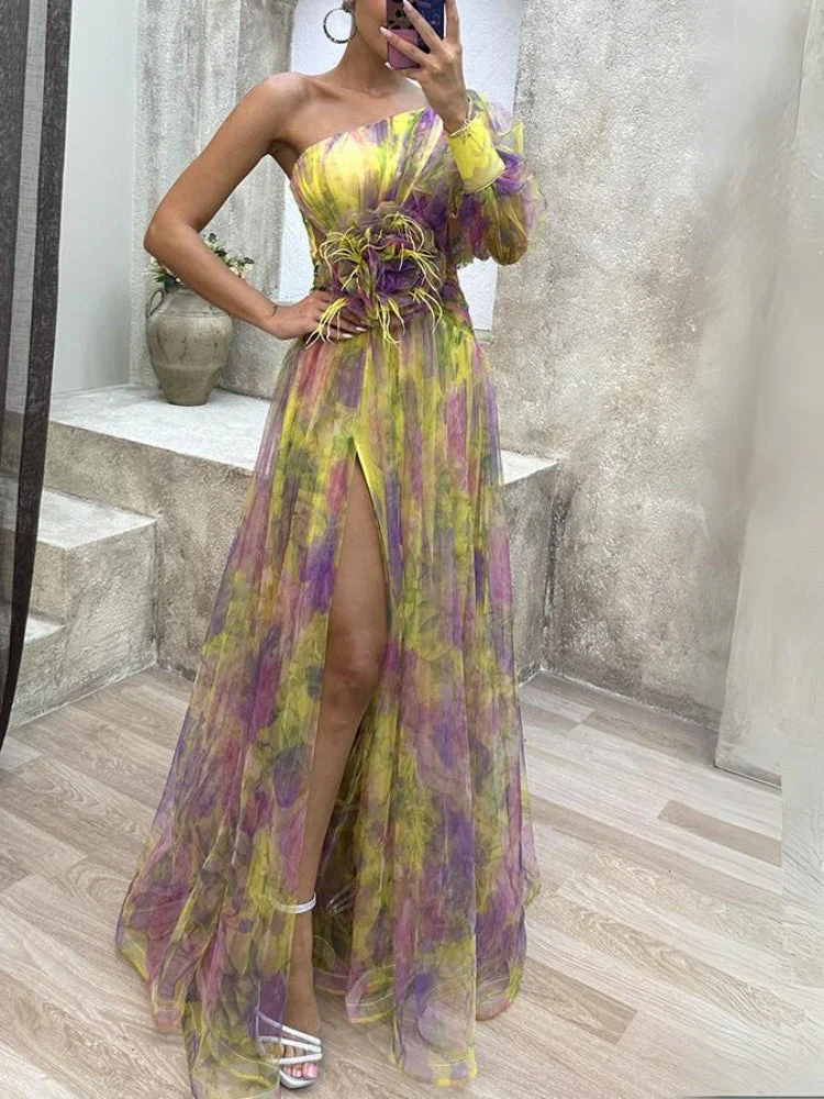 Amélie - Robe de Soirée Asymétrique | Élégance Florale | Flottante & Féminine – Image 5