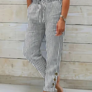 Striped Button-down Trousers | Casual and Elegant