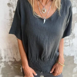 Top Décontracté à Col V | Confort et Style Minimaliste