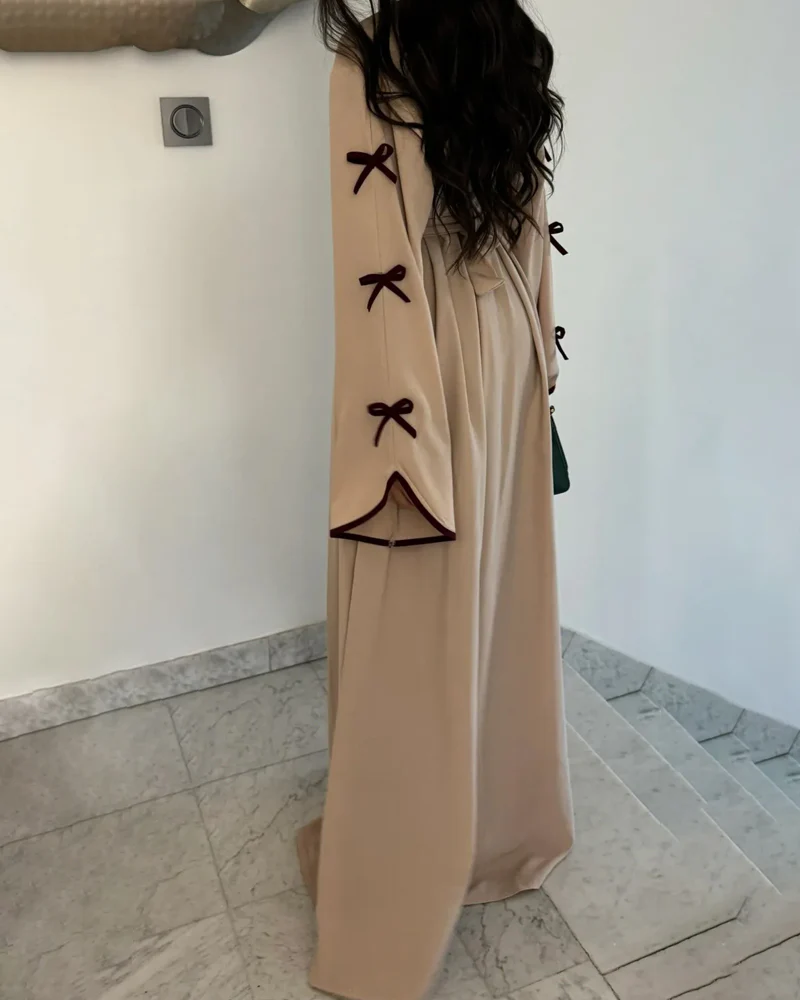 Robe Longue Abaya | Manches à Nœuds & Ceinture | 100% Coton – Image 9