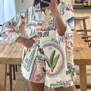 Chemise Oversize Imprimée | Coton | Style Vintage et Décontracté