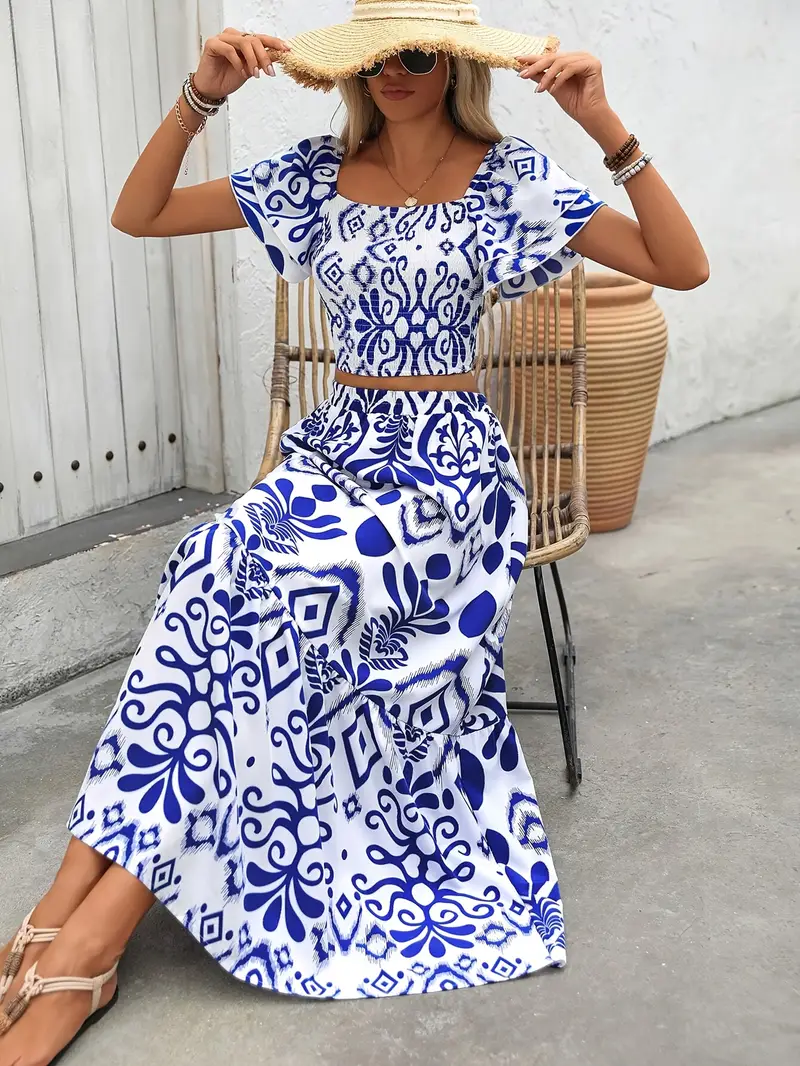 Bohemian Short Top and Long Skirt Set | Fresh and Elegant – Image 5