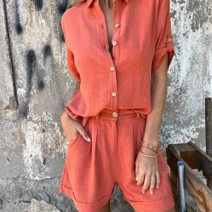 Combishort Linen | Terracotta | Light and Elegant