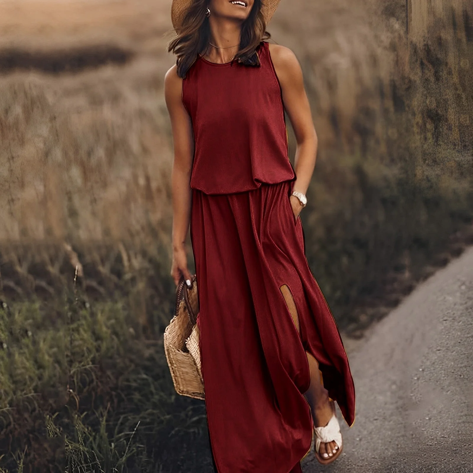 Long Summer Dress | Viscose | Fluid and Slit