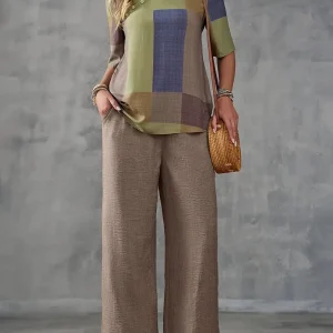 Casual Set Checkered Top and Wide Leg Pants | Chic and Comfortable