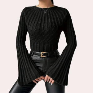 Flared Sleeve Sweater | Cotton | Elegant and Fitted