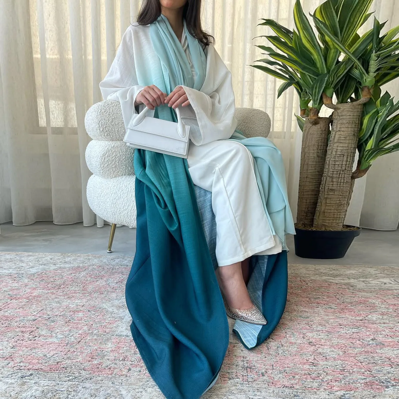 Abaya Kimono Bleue Dégradée – Image 2