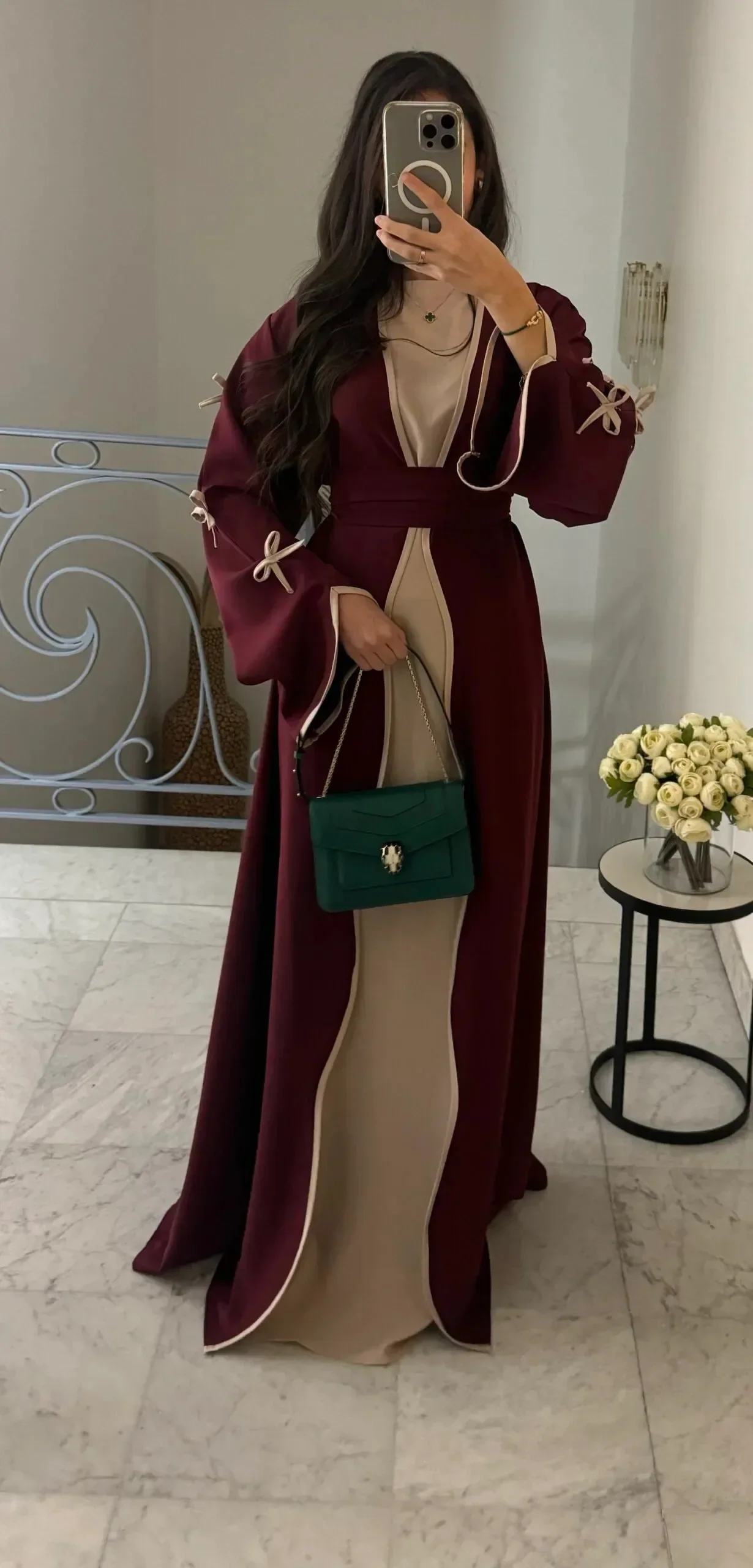 Abaya Kimono Bordeaux Stylée