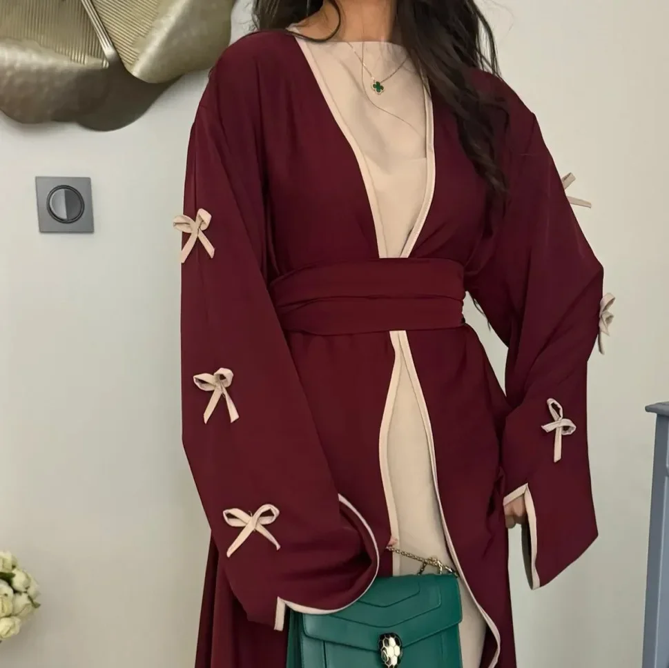 Abaya Kimono Bordeaux Stylée – Image 2