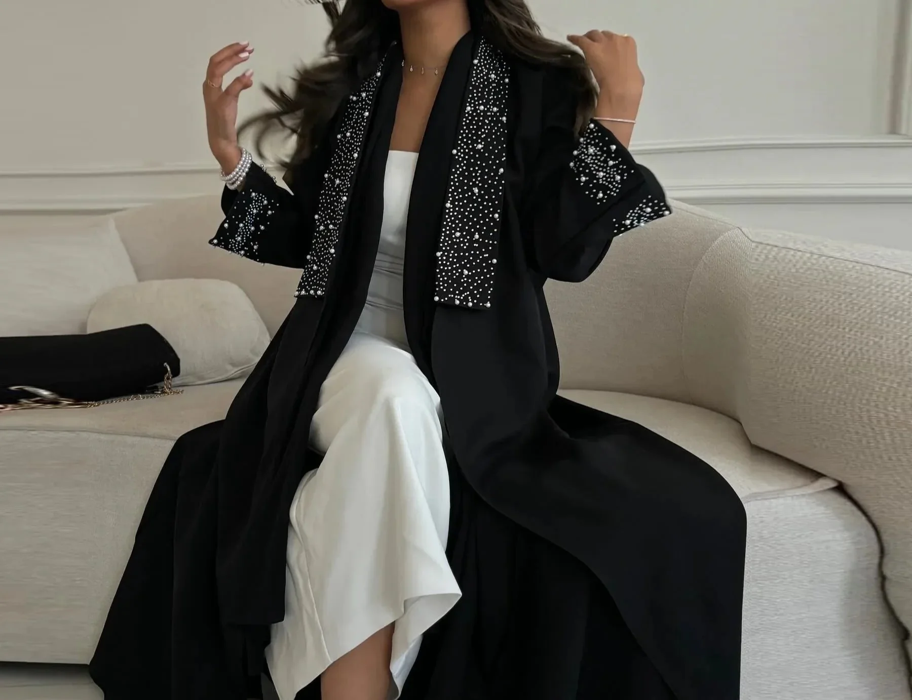 Abaya Kimono De Luxe à Perles – Image 3