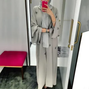 Abaya Kimono Grise Légère
