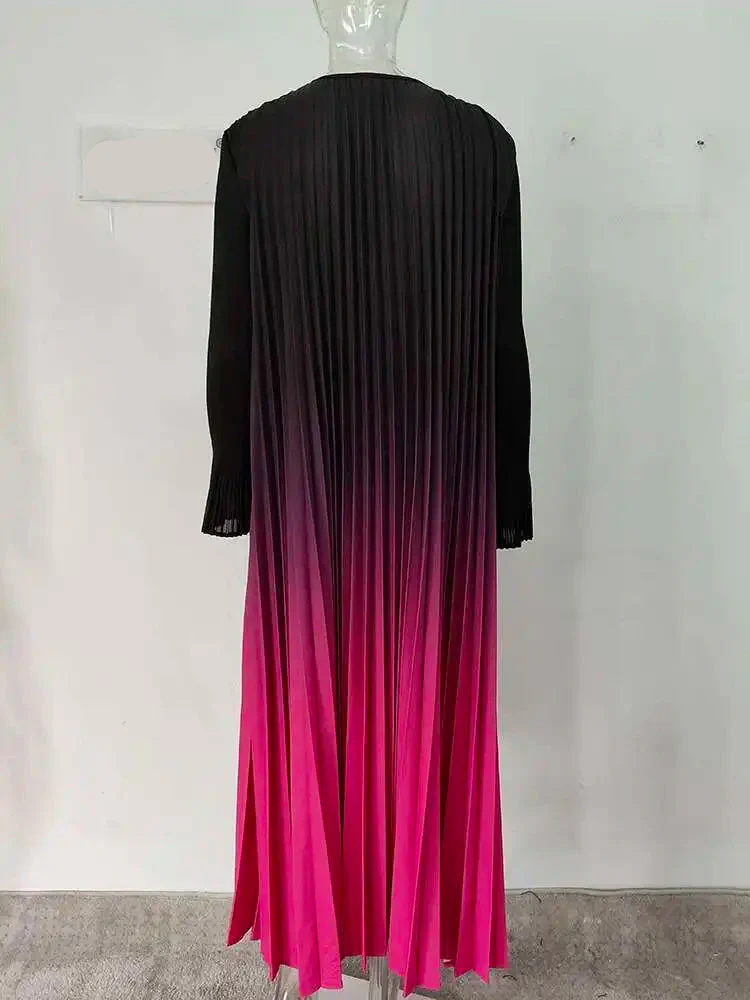Abaya Kimono Plissée Rose Dégradé – Image 3