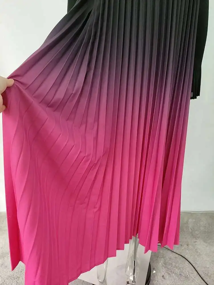 Abaya Kimono Plissée Rose Dégradé – Image 6