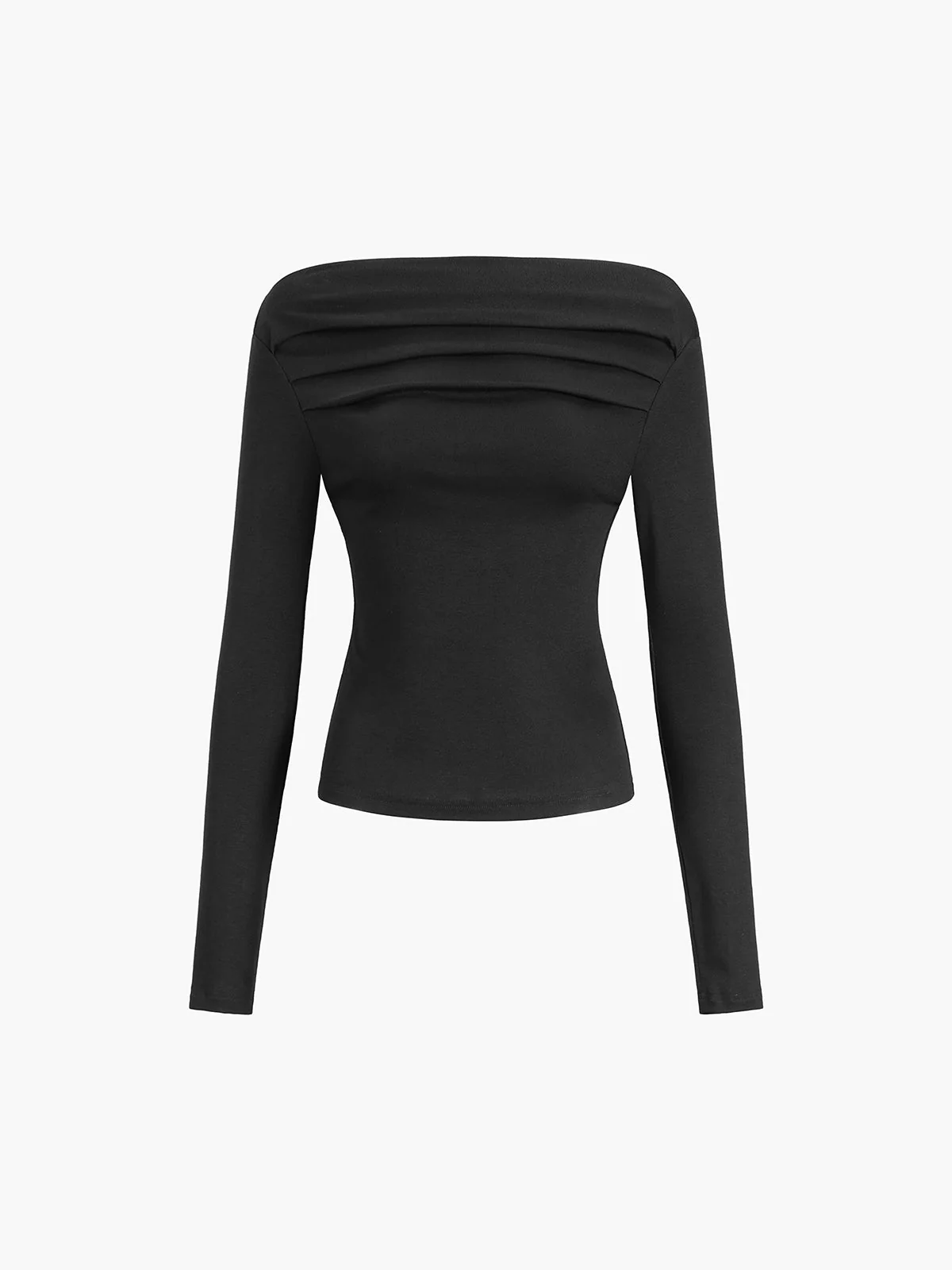 Black Top | Asymmetrical Draped Neckline | Timeless Elegance – Image 4
