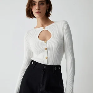 Cut-out cardigan | Gold buttons | Chic & Original