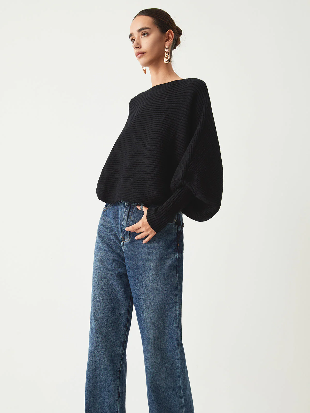 Chauve-Souris Black Sweater | Ribbed Knit | Ample & Modern – Image 4