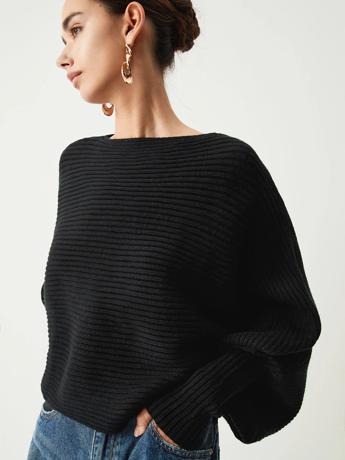 Chauve-Souris Black Sweater | Ribbed Knit | Ample & Modern – Image 6
