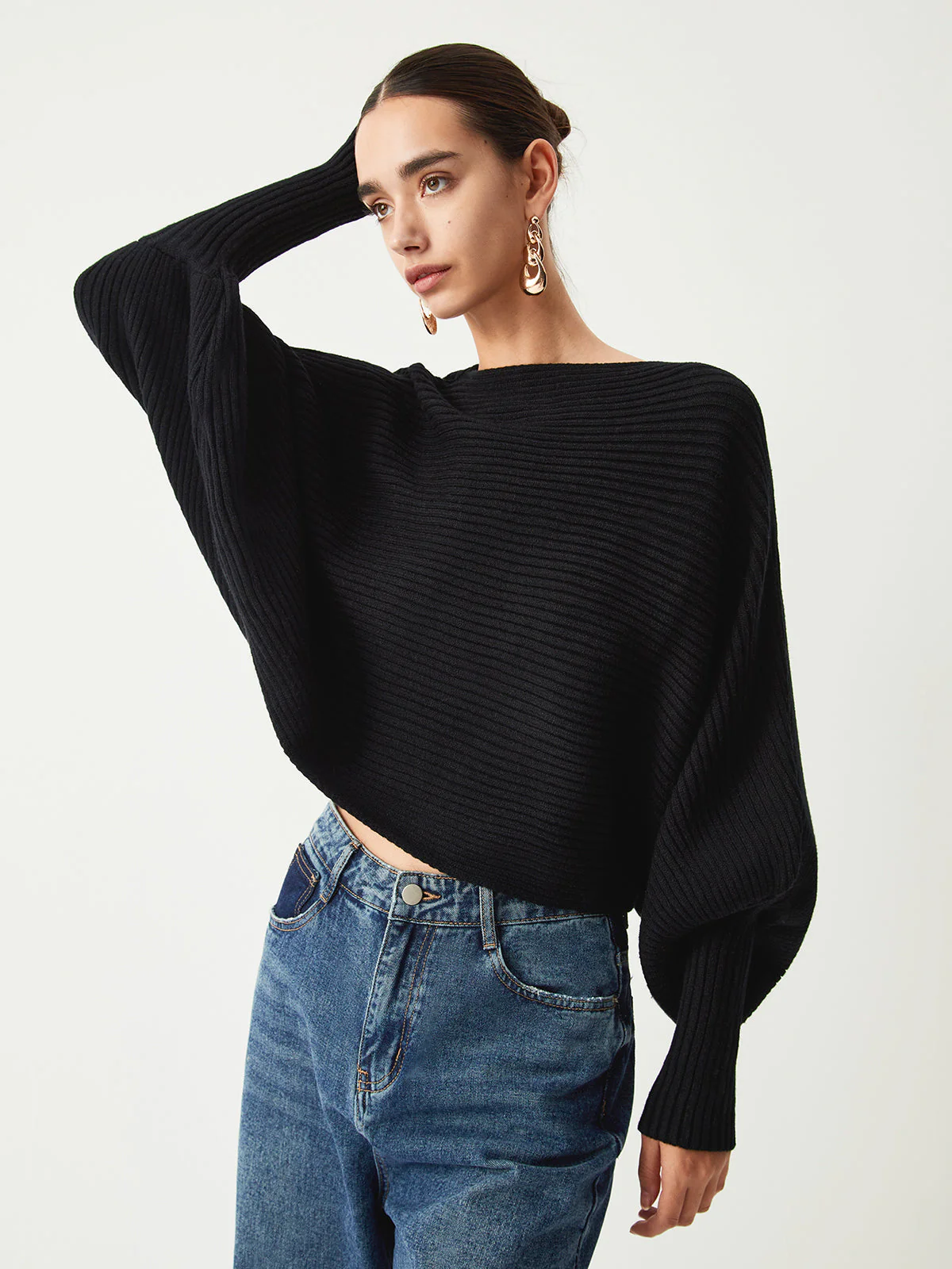 Chauve-Souris Black Sweater | Ribbed Knit | Ample & Modern