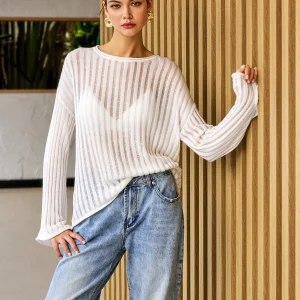 Anaïs - Pull Transparent | Blanc | Léger et Sophistiqué