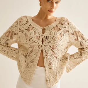 Cardigan en Crochet Floral | 100 % Coton | Léger et Bohème