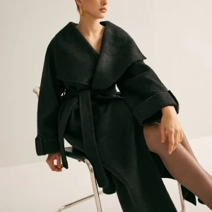 Long Belted Coat | Black | Oversized and Elegant
