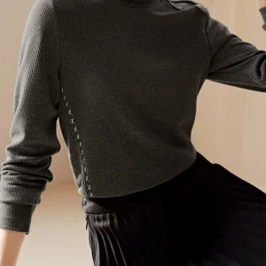 High collar sweater | Cotton | Fine and elegant knitwear