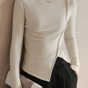 Asymmetrical Top | High Collar | Minimalist Elegance in Cotton